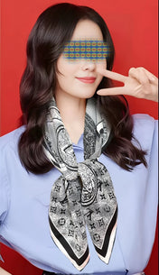 SQUARE SILK SCARF MALLES MERVEILLEUSES 90 CM BLACK MIX WHITE 399997