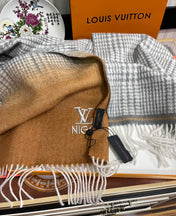 SCARF 200 CM IN BROWN MIX GREY CASHMERE 400011