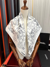 CHANEL 25S SCARF 90 IN SILK 738437