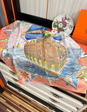 HERMES 26S PRINTED SQUARE SCARF 90 IN SILK 312024
