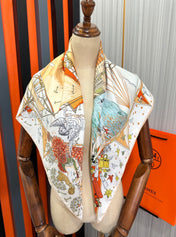 HERMES 26S PRINTED SQUARE SCARF 90 IN SILK 312025