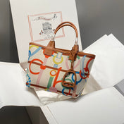 STEEPLE 28 BAG IN COLORFUL CANVAS AND BROWN SWIFT LEATHER
