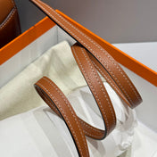 HM ROULIS 18 MINI BAG IN TAWNY BROWN CALFSKIN GOLD-TONE HARDWARE