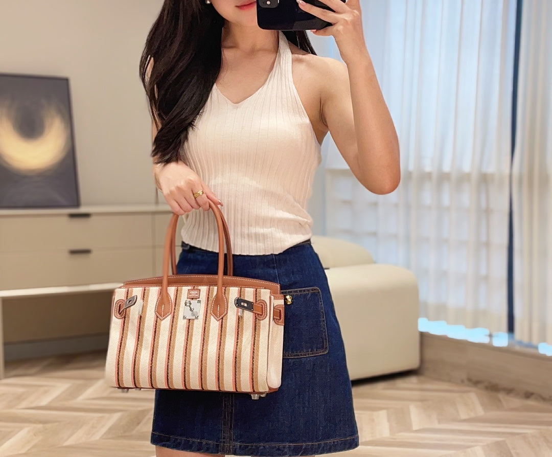 Hermes - BIRKIN SHOULDER LIGHT 29 BRODERIF TOILE