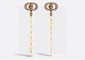 CD 26S PAVE LOGO PEARL DROP EARRINGS IN GOLD TONE METAL 631791