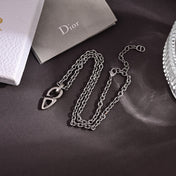 CD 26S CD LOGO CHAIN LINK PENDANT NECKLACE IN SILVER METAL 633196