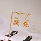 CD 26S DIOR PEARL BLOSSOM BRANCH DROP EARRINGS IN GOLD METAL