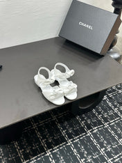 CHANEL 26S BOW SANDALS IN WHITE CALFSKIN