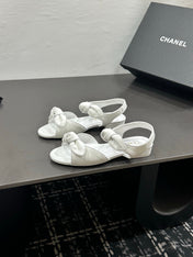 CHANEL 26S BOW SANDALS IN WHITE CALFSKIN