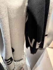 SCARF 200 CM IN BLACK MIX WHITE CASHMERE AND WOOL 401299