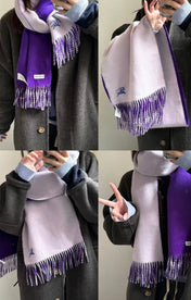 REVERSIBLE SCARF 180 CM IN VIOLET PURPLE CASHMERE 407411