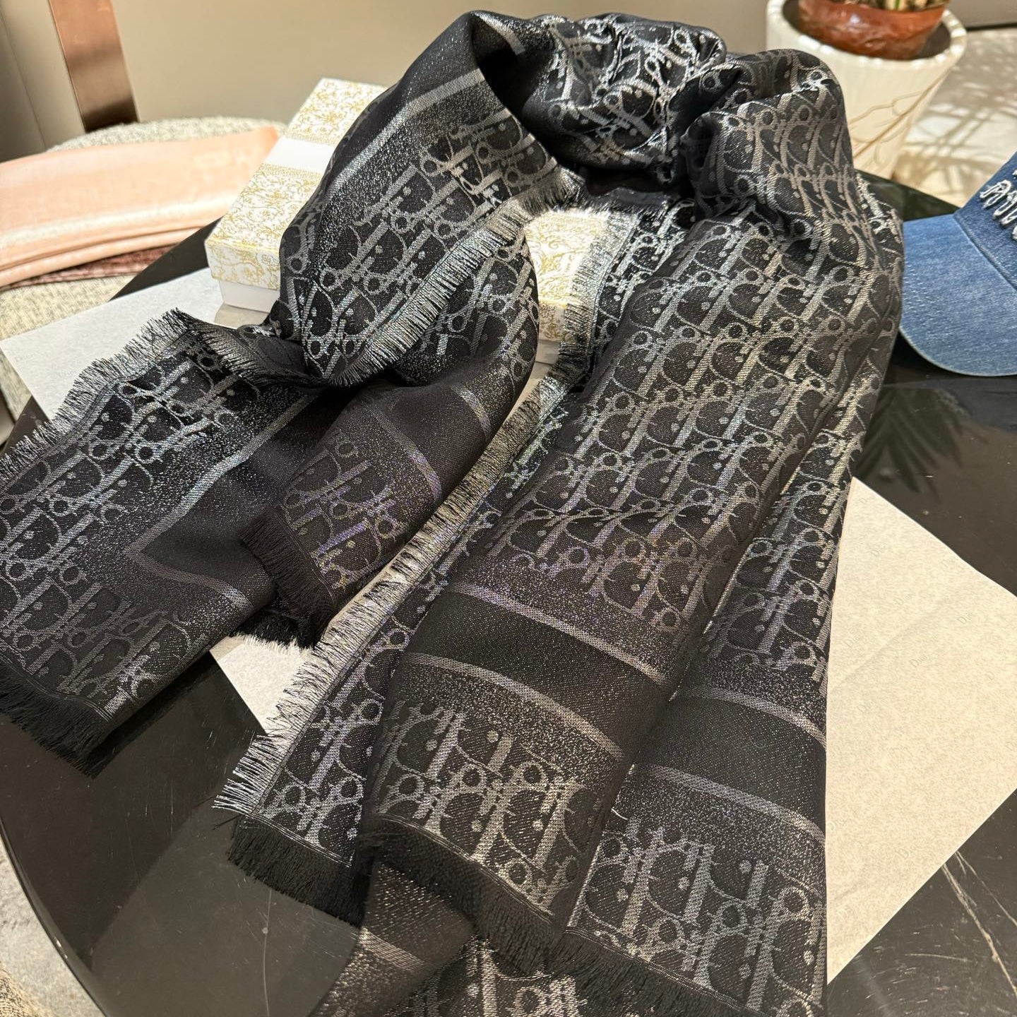 DIOR 26S SCARF 140CM IN SILK & CASHMERE 262319