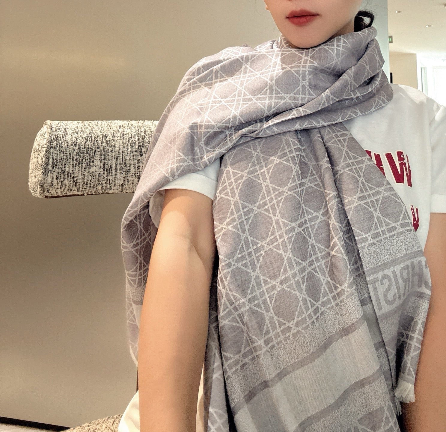DIOR 26S SCARF 140 IN SILK AND CASHMERE 424261