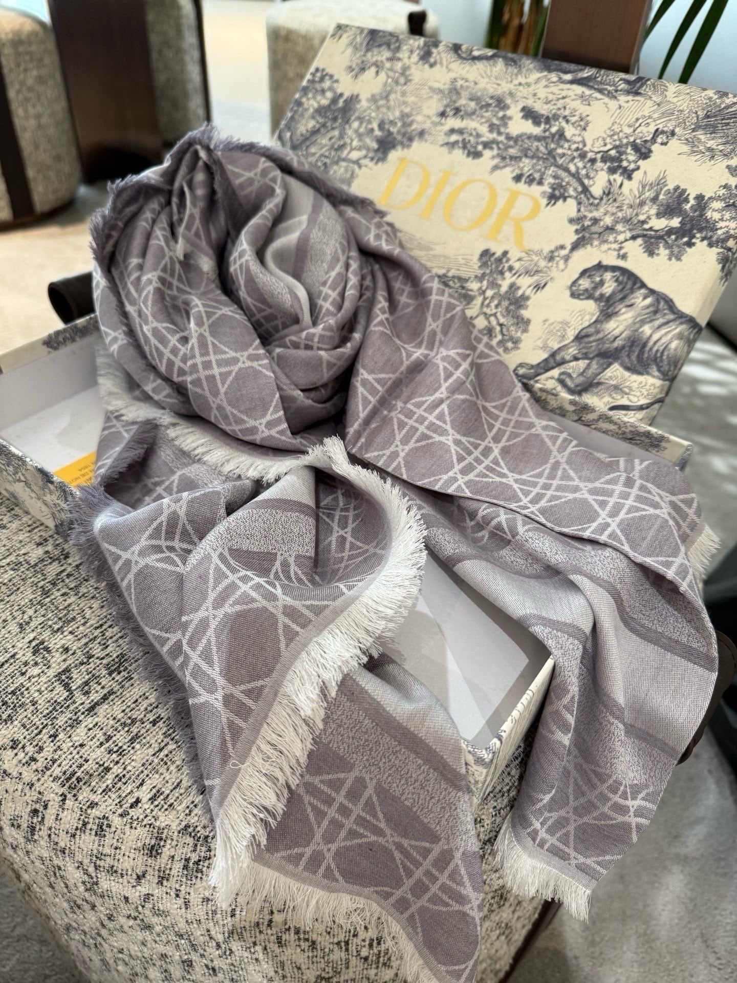 DIOR 26S SCARF 140 IN SILK AND CASHMERE 424261