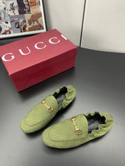 GUCCI 26S LOAFERS IN MOSS GREEN CANVAS