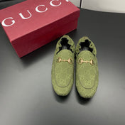 GUCCI 26S LOAFERS IN MOSS GREEN CANVAS
