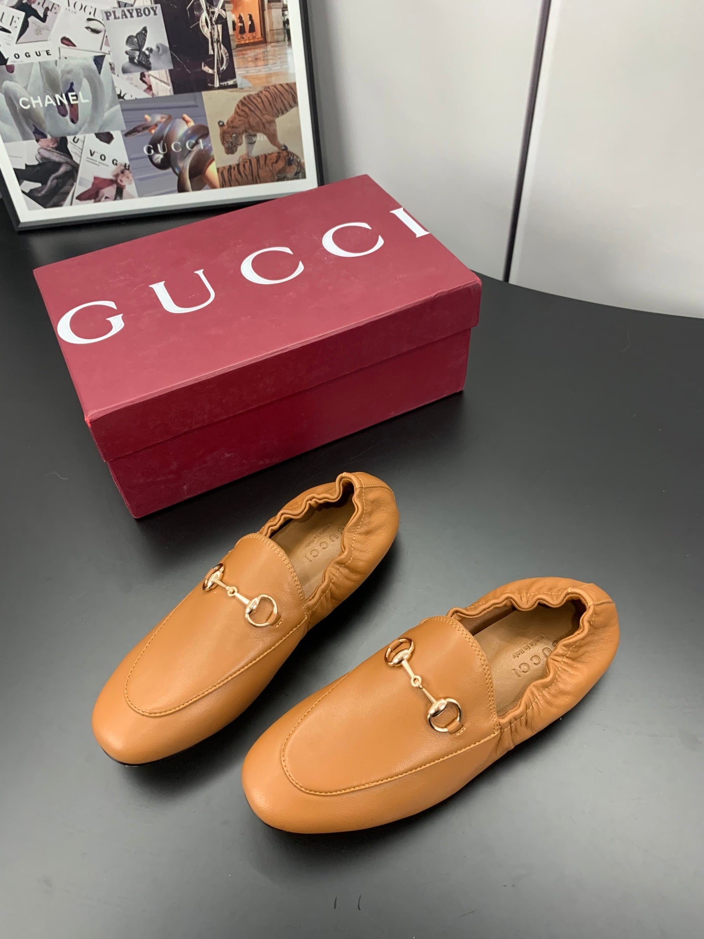 GUCCI 26S LOAFERS IN BROWN CALFSKIN