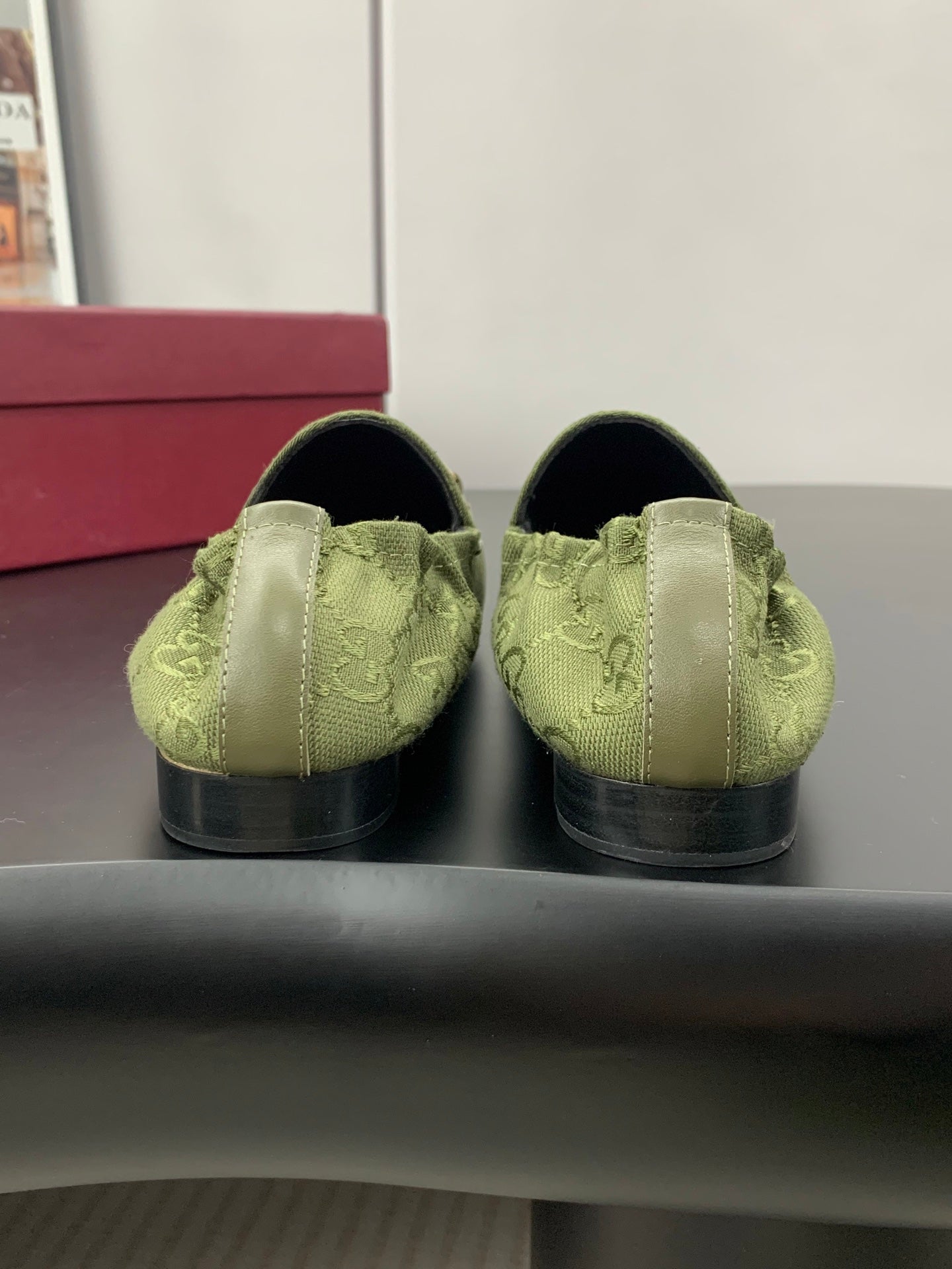 GUCCI 26S LOAFERS IN MOSS GREEN CANVAS