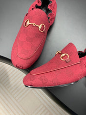 GUCCI 26S LOAFERS IN RED CANVAS