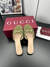 GUCCI 26S HIGH-HEELED SANDALS 50 MM IN MOSS GREEN CANVAS
