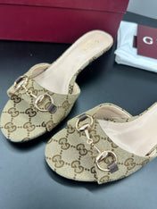 GUCCI 26S HIGH-HEELED SANDALS 50 MM IN DARK BEIGE CANVAS