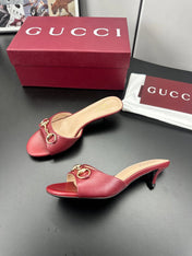 GUCCI 26S HIGH-HEELED SANDALS 50 MM IN RED CALFSKIN