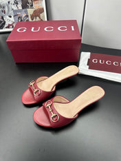 GUCCI 26S HIGH-HEELED SANDALS 50 MM IN RED CALFSKIN