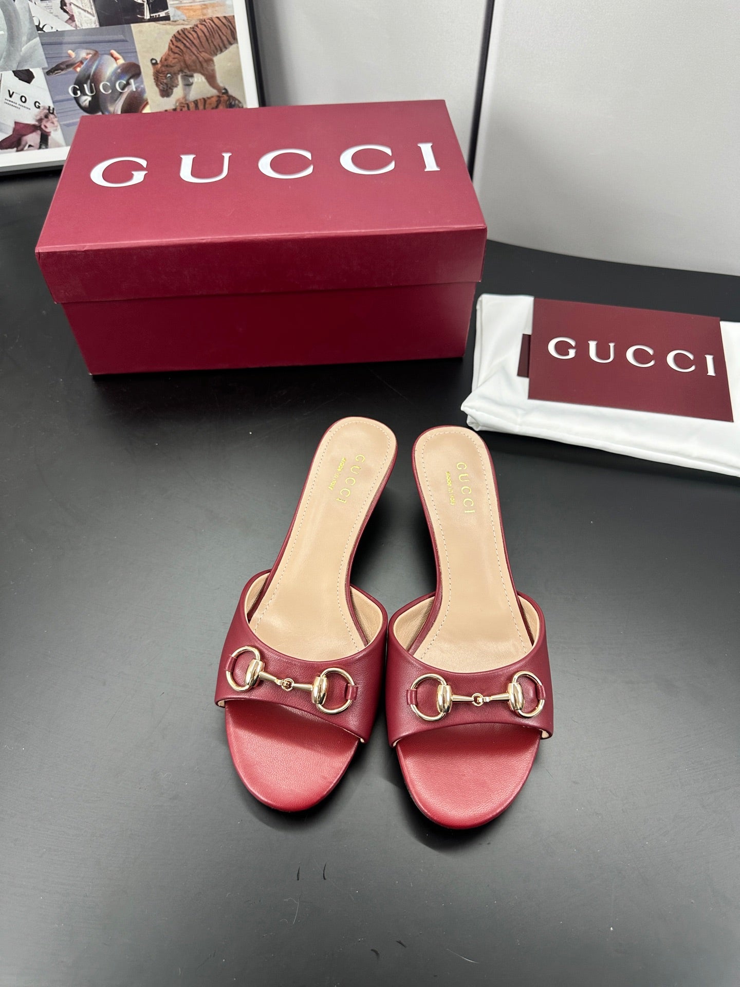 GUCCI 26S HIGH-HEELED SANDALS 50 MM IN RED CALFSKIN