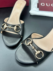 GUCCI 26S HIGH-HEELED SANDALS 50 MM IN BLACK CALFSKIN