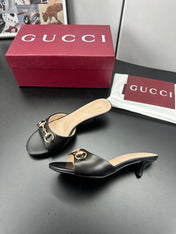 GUCCI 26S HIGH-HEELED SANDALS 50 MM IN BLACK CALFSKIN