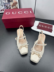 GUCCI 26S SLINGBACK 25 MM IN CREAM WHITE CALFSKIN