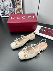 GUCCI 26S SLINGBACK 25 MM IN CREAM WHITE CALFSKIN