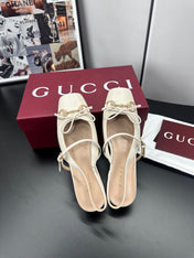 GUCCI 26S SLINGBACK 25 MM IN CREAM WHITE CALFSKIN