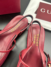 GUCCI 26S SLINGBACK 25 MM IN RED CANVAS