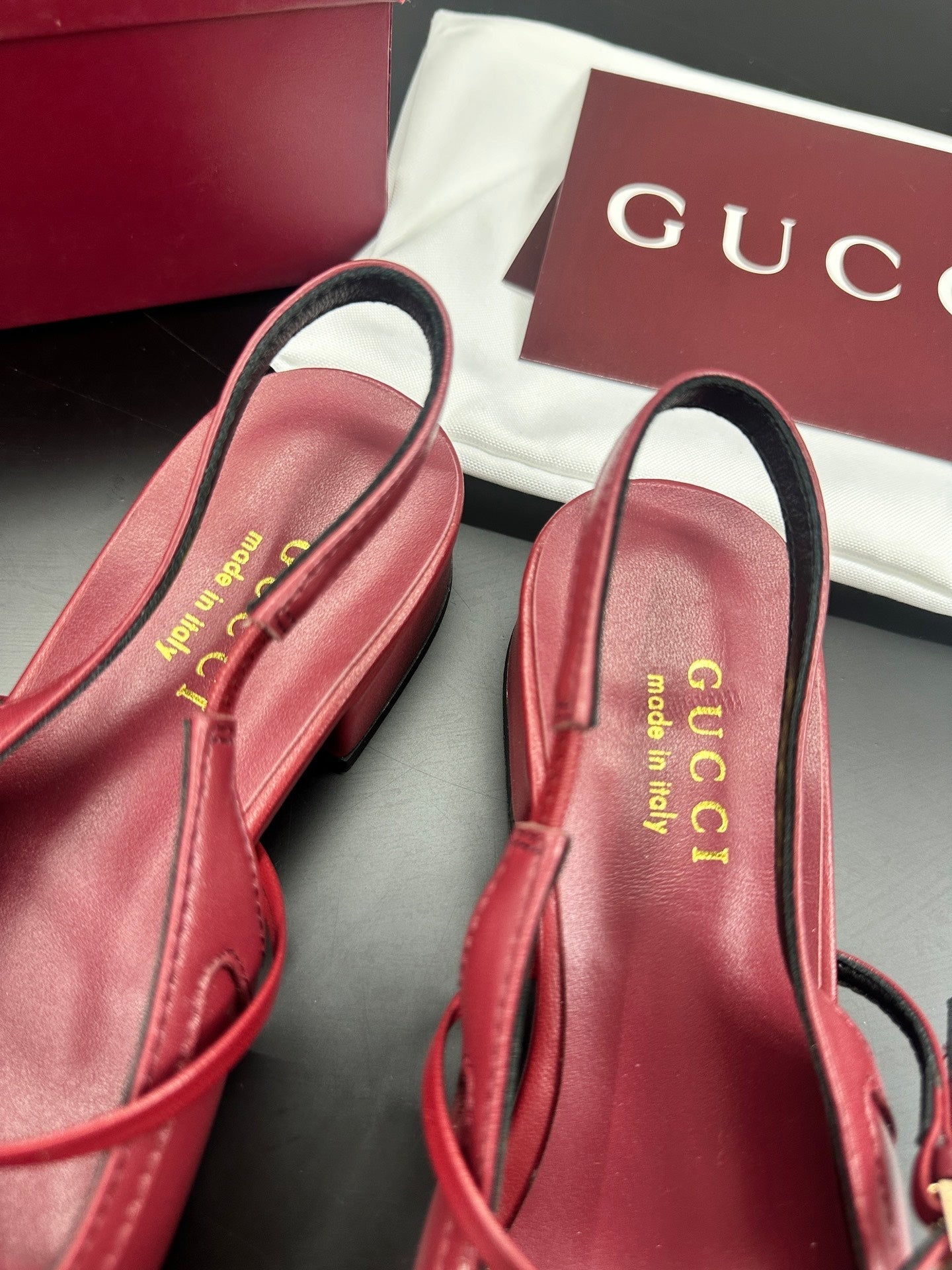 GUCCI 26S SLINGBACK 25 MM IN RED CALFSKIN