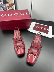 GUCCI 26S SLINGBACK 25 MM IN RED CALFSKIN