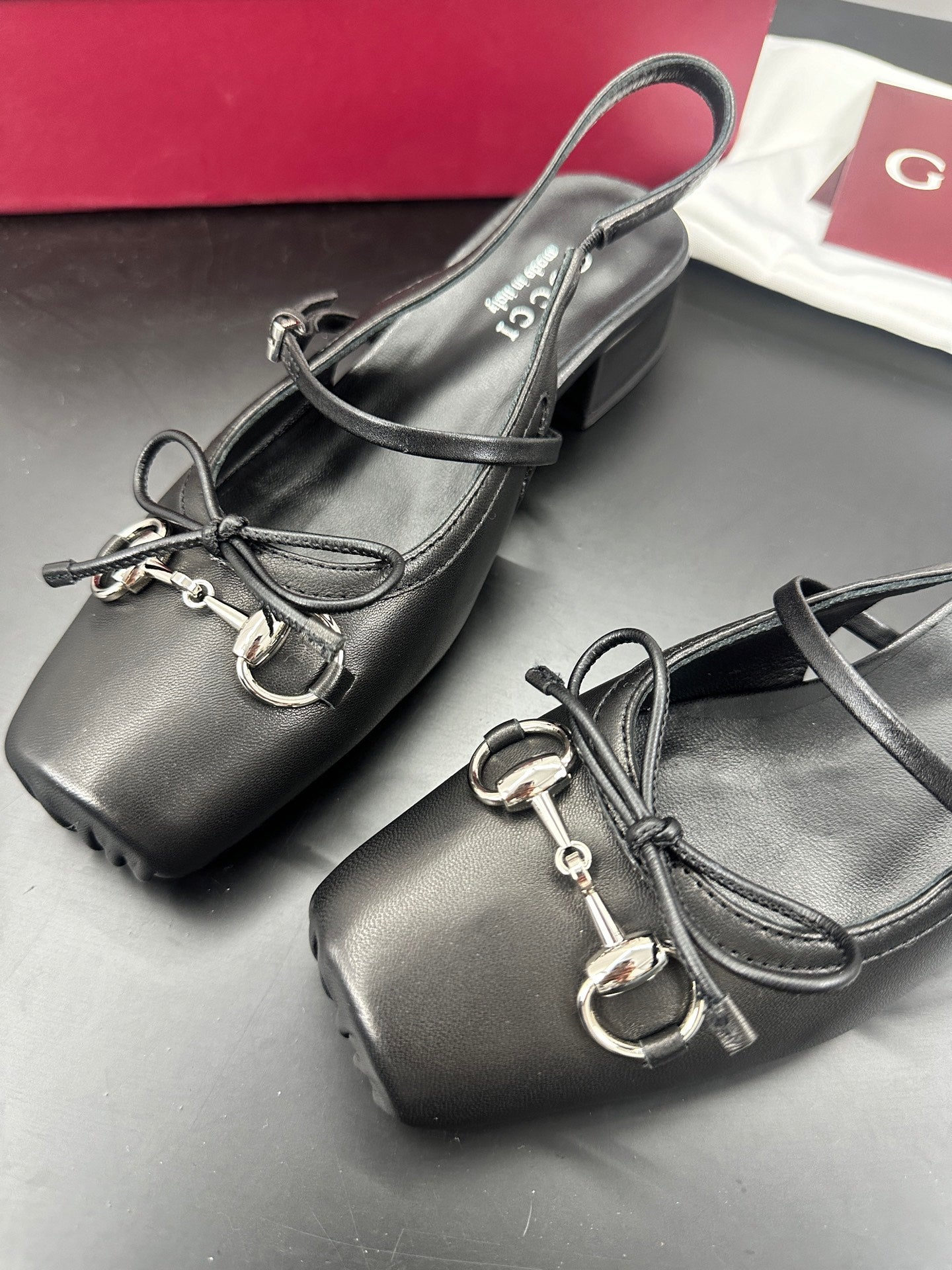 GUCCI 26S SLINGBACK 25 MM IN BLACK CALFSKIN
