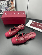 GUCCI 26S SLINGBACK 25 MM IN RED CANVAS