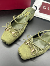 GUCCI 26S SLINGBACK 25 MM IN MOSS GREEN CANVAS