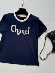 CC Round neck T-shirt Navy Blue Cotton