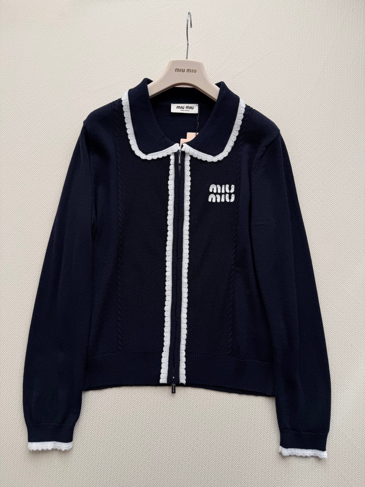 MIUMIU 26S ZIP-UP KNIT CARDIGAN 1593