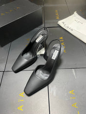 ALAIA 26S WEDGE SLINGBACKS 95 MM IN BLACK CALFSKIN
