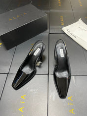 ALAIA 26S WEDGE SLINGBACKS 95 MM IN BLACK PATENT CALFSKIN
