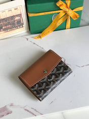 SAINT-GABRIEL WALLET 12 IN TAN CALFSKIN AND BLACK GOYARDINE CANVAS