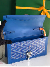 DUCHESSE MARIE-CAROLINE BAG 25 IN SAPPHIRE BLUE GOYARDINE CANVAS AND SMOOTH CALFSKIN