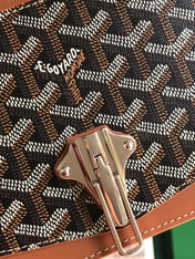 DUCHESSE MARIE-CAROLINE BAG 25 IN BLACK GOYARDINE CANVAS AND TAN SMOOTH CALFSKIN
