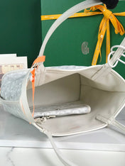 ANJOU MINI BAG 20 IN WHITE CALFSKIN AND GOYARDINE CANVAS