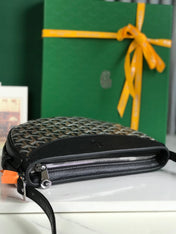 HIRONDELLE BAG 25 IN BLACK LAMBSKIN AND GOYARDINE CANVAS