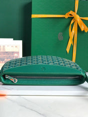 HIRONDELLE BAG 25 IN GREEN LAMBSKIN AND GOYARDINE CANVAS