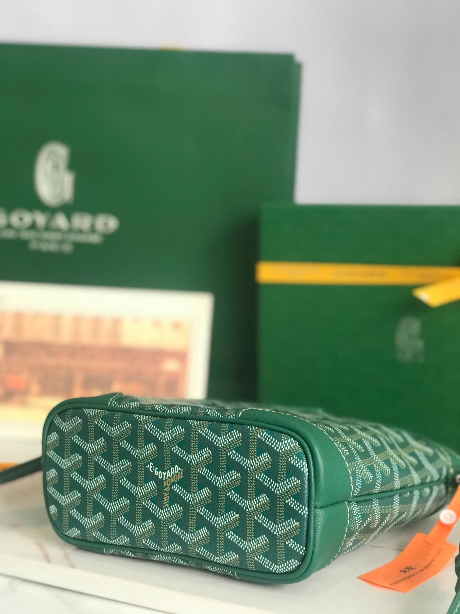 GOYA 26S BELUGA MINI BAG 23MM IN DEEP TEAL GREEN GOYARDINE CANVAS AND CALFSKIN